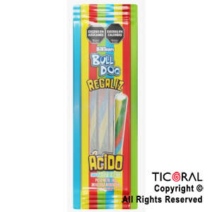 REGALIZ ACIDO BULLDOG TUTTI FRUTTI X 18 GR X 12 UNIDADES